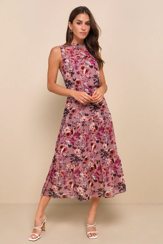 Bohemian Floral Tiered Midi Dress